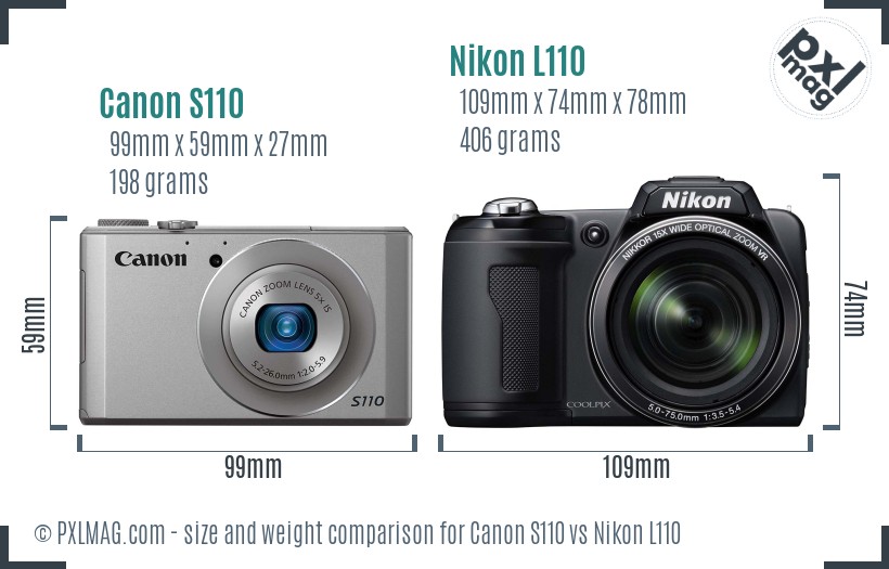 Canon S110 vs Nikon L110 size comparison Canon S110 vs Nikon L110 size comparison