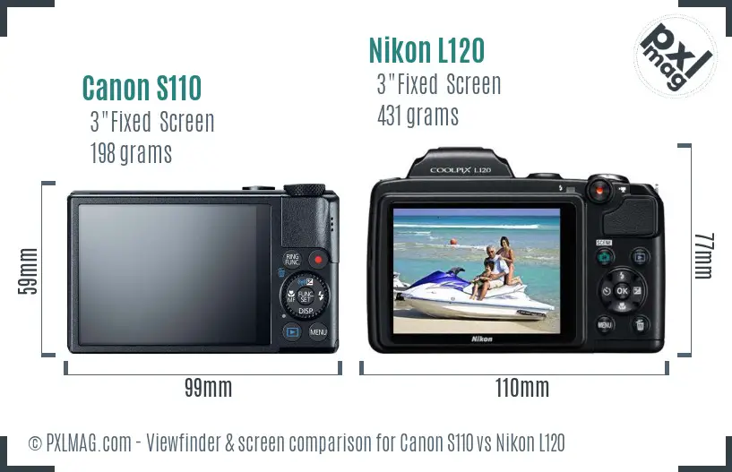 Canon S110 vs Nikon L120 Screen and Viewfinder comparison