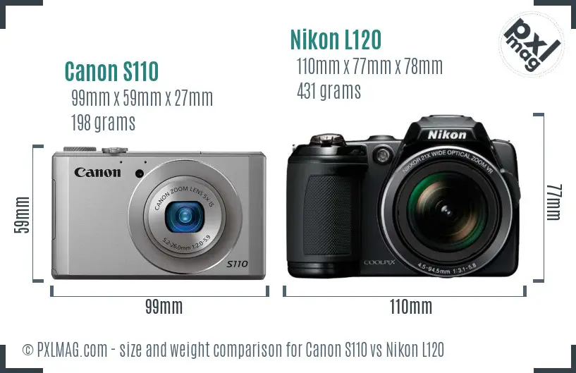 Canon S110 vs Nikon L120 size comparison