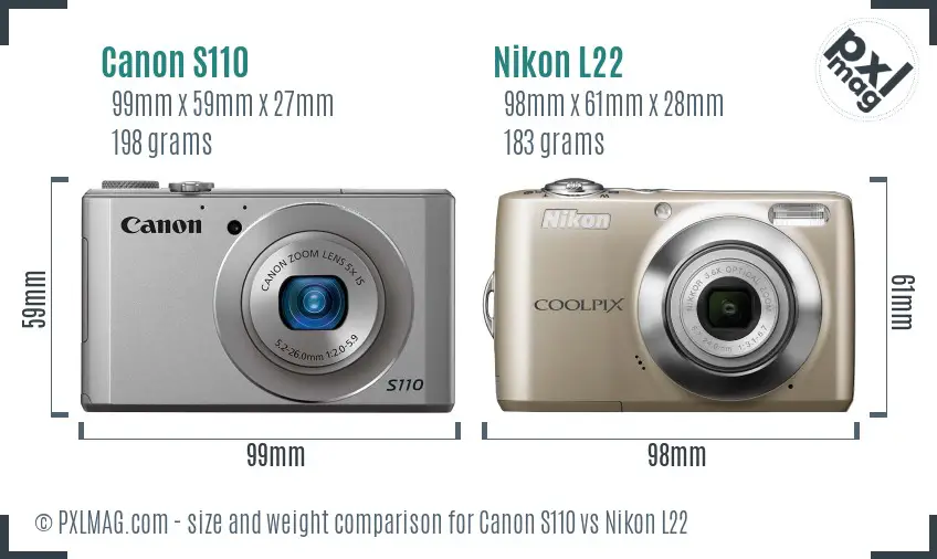 Canon S110 vs Nikon L22 size comparison Canon S110 vs Nikon L22 size comparison