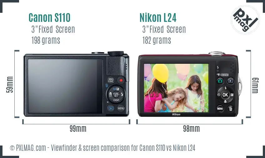 Canon S110 vs Nikon L24 Screen and Viewfinder comparison