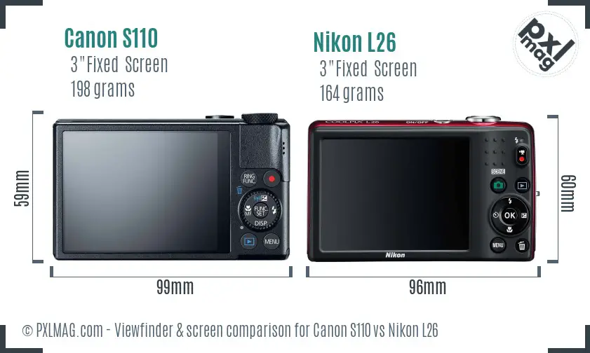 Canon S110 vs Nikon L26 Screen and Viewfinder comparison