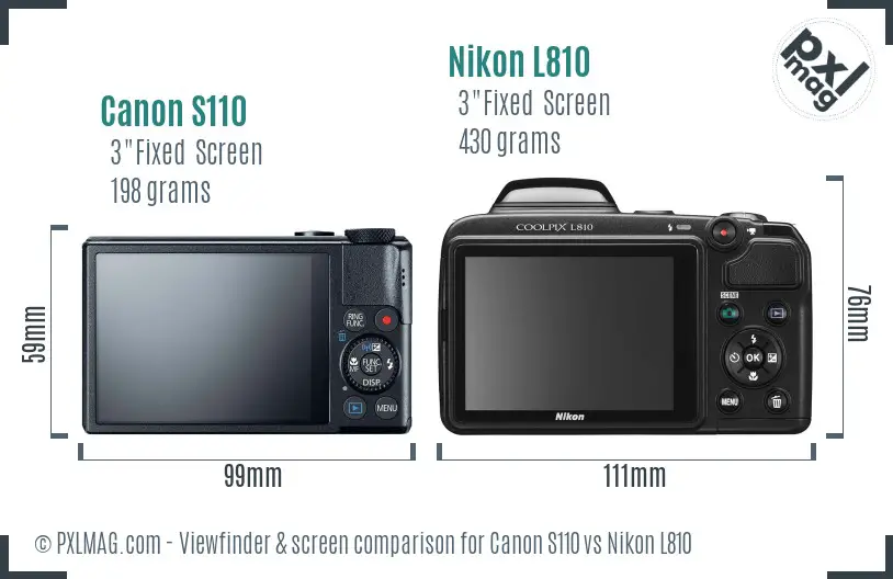 Canon S110 vs Nikon L810 Screen and Viewfinder comparison