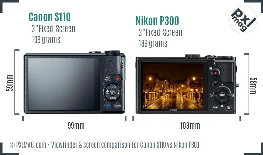Canon S110 vs Nikon P300 Screen and Viewfinder comparison