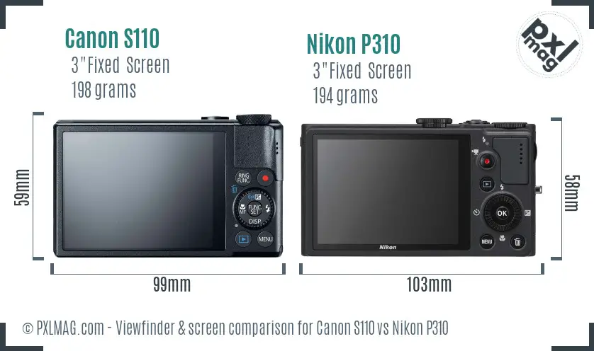 Canon S110 vs Nikon P310 Screen and Viewfinder comparison Canon S110 vs Nikon P310 Screen and Viewfinder comparison