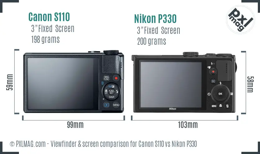 Canon S110 vs Nikon P330 Screen and Viewfinder comparison