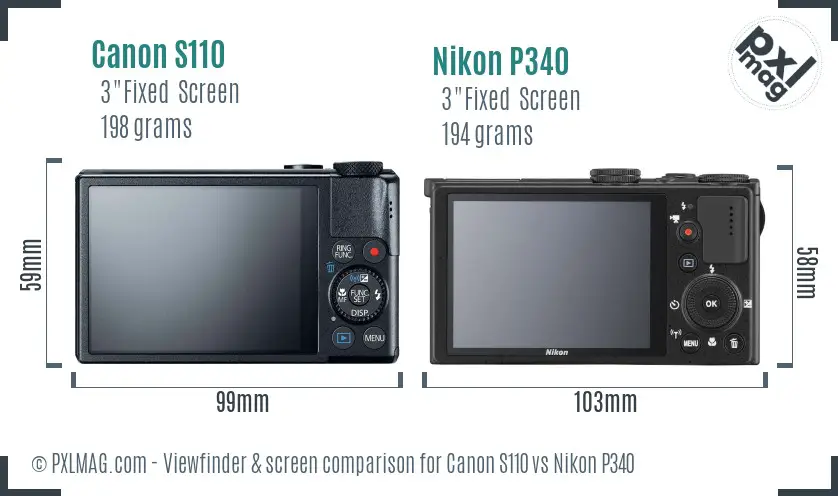 Canon S110 vs Nikon P340 Screen and Viewfinder comparison