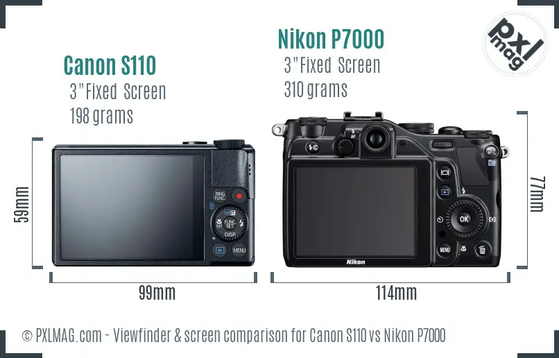 Canon S110 vs Nikon P7000 Screen and Viewfinder comparison