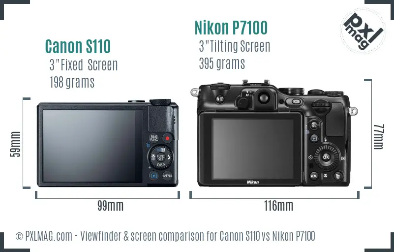 Canon S110 vs Nikon P7100 Screen and Viewfinder comparison