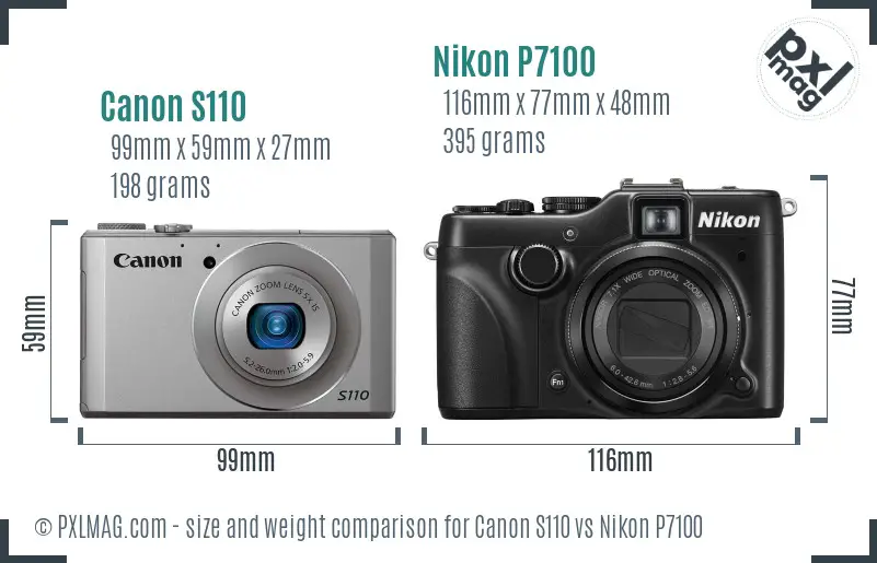 Canon S110 vs Nikon P7100 size comparison
