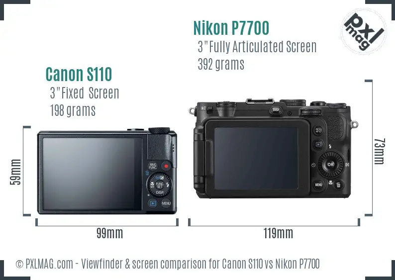 Canon S110 vs Nikon P7700 Screen and Viewfinder comparison