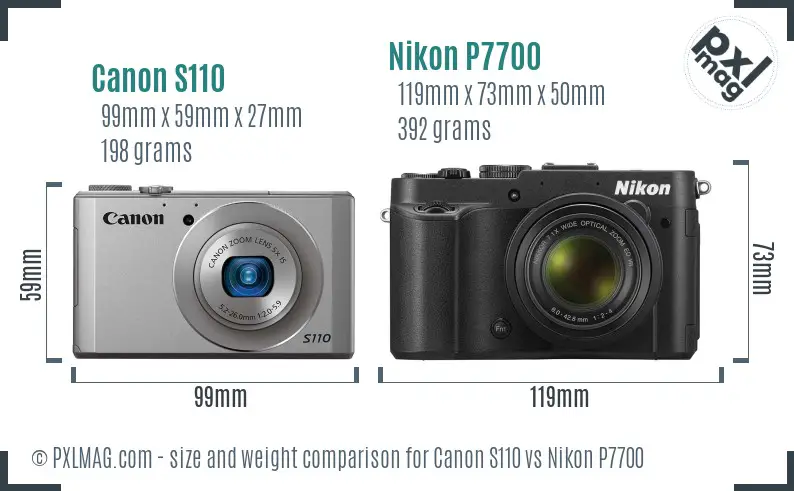 Canon S110 vs Nikon P7700 size comparison
