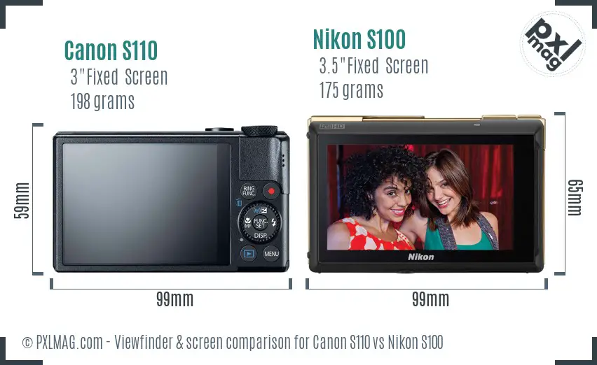 Canon S110 vs Nikon S100 Screen and Viewfinder comparison Canon S110 vs Nikon S100 Screen and Viewfinder comparison