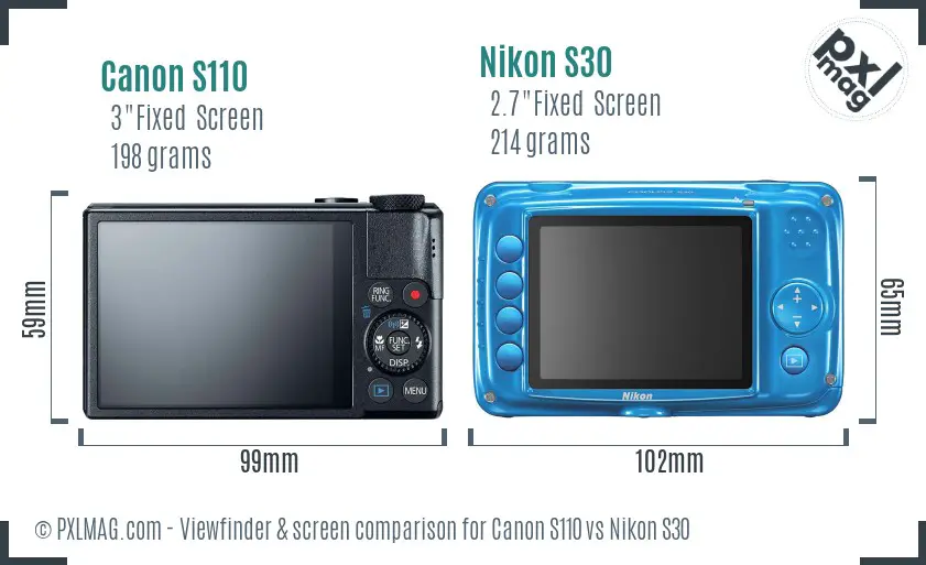 Canon S110 vs Nikon S30 Screen and Viewfinder comparison Canon S110 vs Nikon S30 Screen and Viewfinder comparison