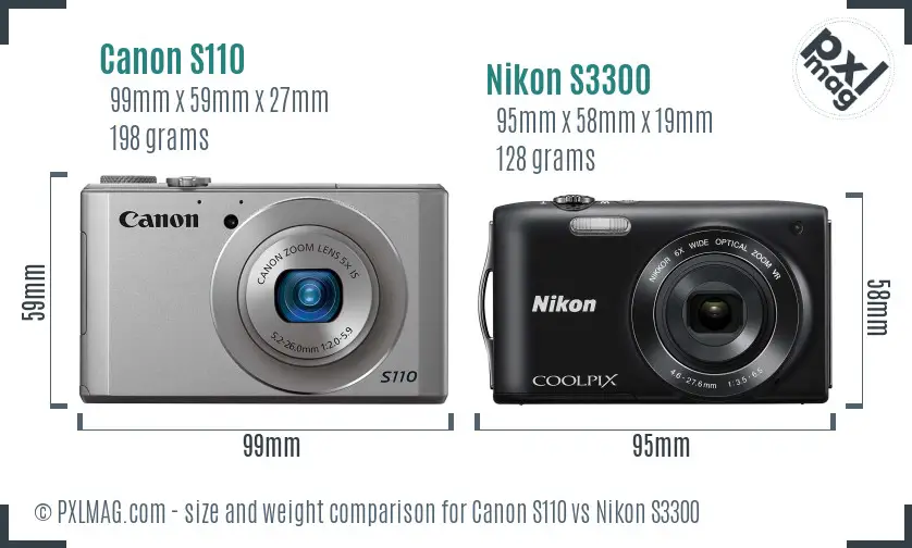 Canon S110 vs Nikon S3300 size comparison