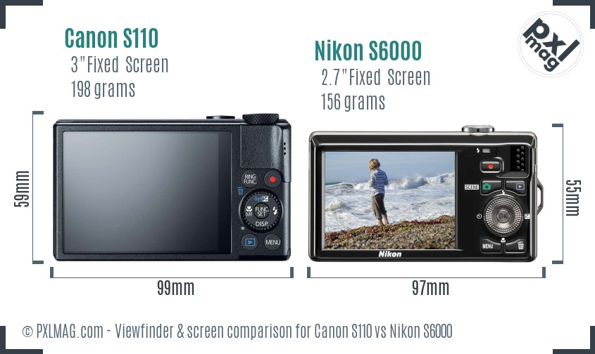 Canon S110 vs Nikon S6000 Screen and Viewfinder comparison