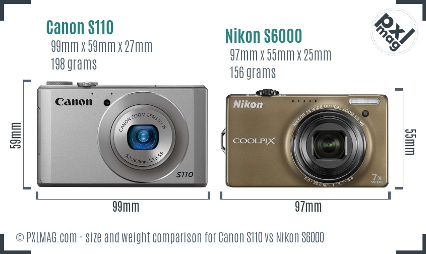 Canon S110 vs Nikon S6000 size comparison Canon S110 vs Nikon S6000 size comparison