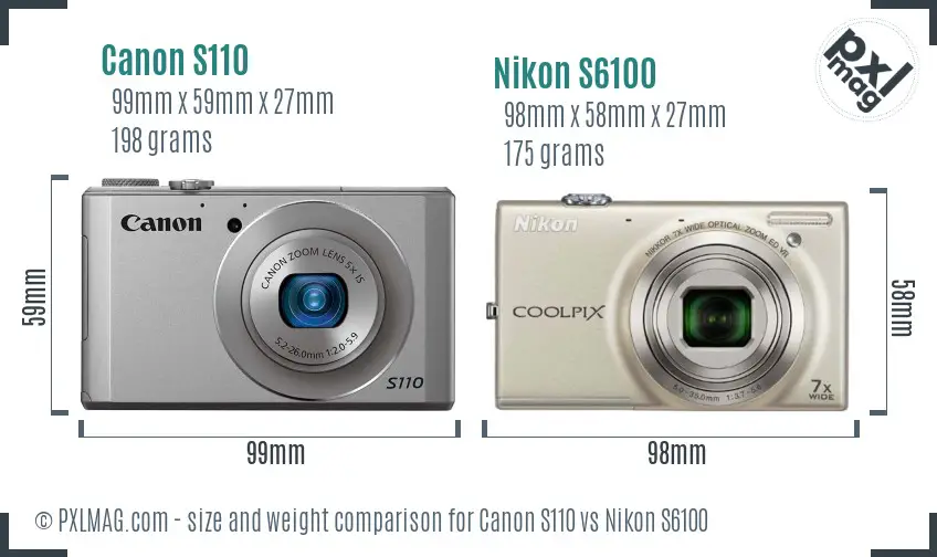 Canon S110 vs Nikon S6100 size comparison