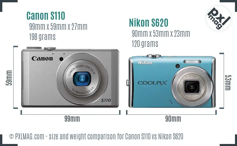 Canon S110 vs Nikon S620 size comparison Canon S110 vs Nikon S620 size comparison