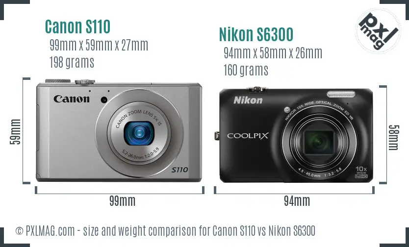 Canon S110 vs Nikon S6300 size comparison Canon S110 vs Nikon S6300 size comparison