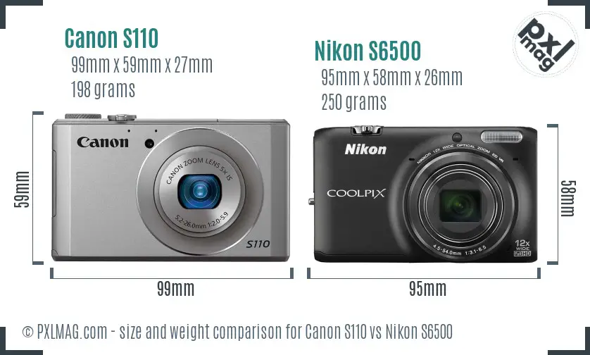 Canon S110 vs Nikon S6500 size comparison