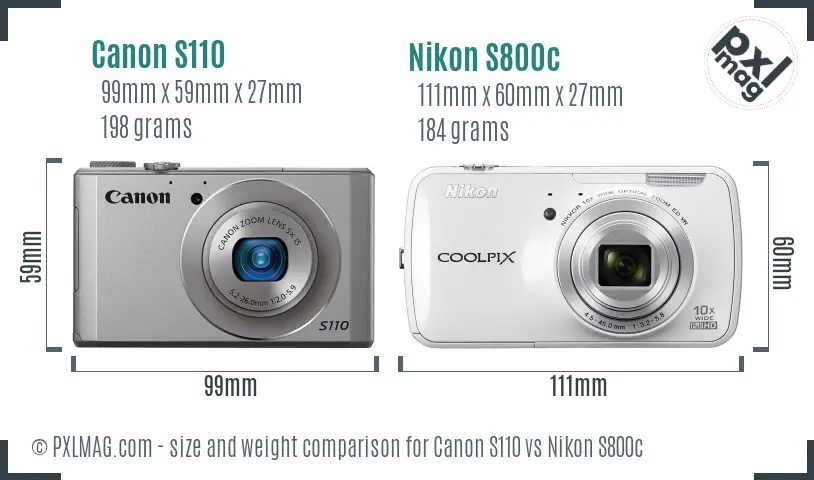 Canon S110 vs Nikon S800c size comparison