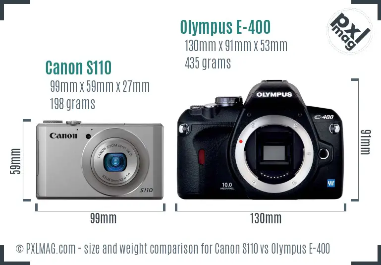 Canon S110 vs Olympus E-400 size comparison