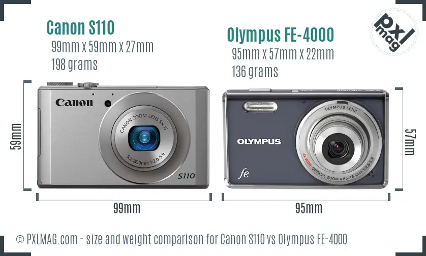 Canon S110 vs Olympus FE-4000 size comparison