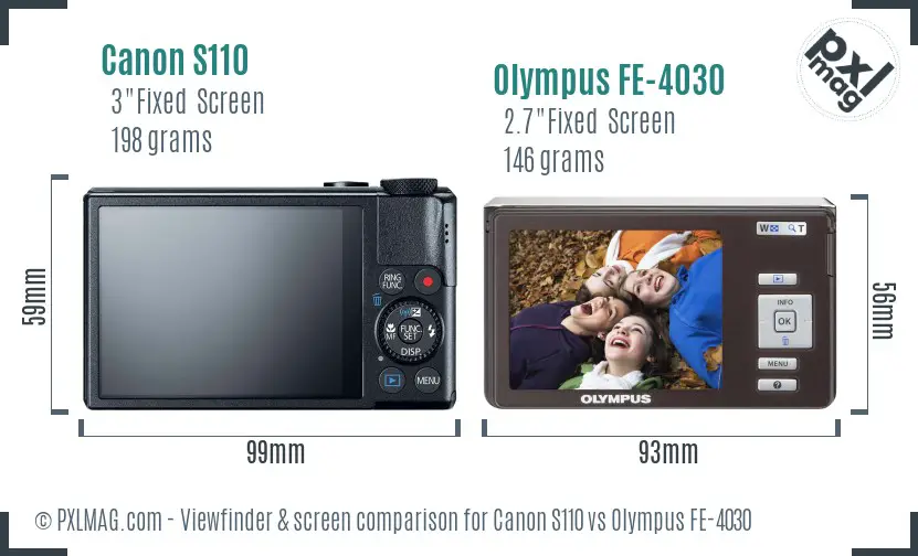 Canon S110 vs Olympus FE-4030 Screen and Viewfinder comparison