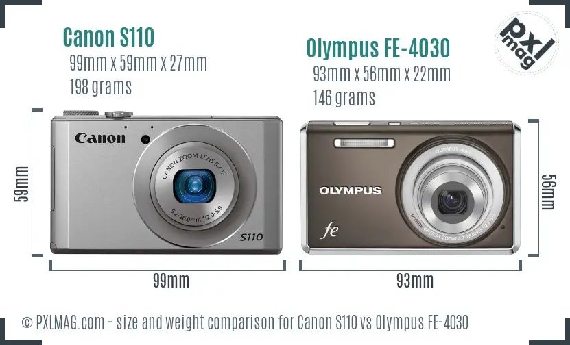 Canon S110 vs Olympus FE-4030 size comparison