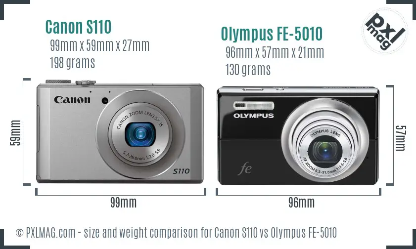 Canon S110 vs Olympus FE-5010 size comparison