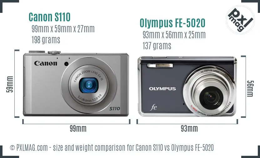 Canon S110 vs Olympus FE-5020 size comparison Canon S110 vs Olympus FE-5020 size comparison