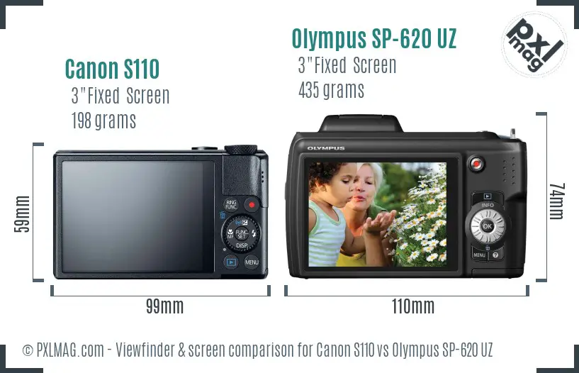 Canon S110 vs Olympus SP-620 UZ Screen and Viewfinder comparison Canon S110 vs Olympus SP-620 UZ Screen and Viewfinder comparison