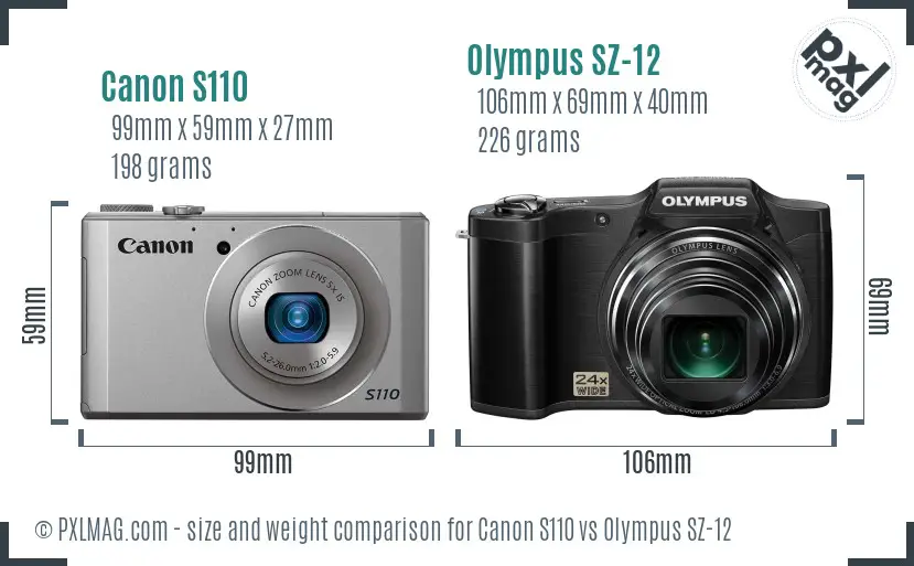 Canon S110 vs Olympus SZ-12 size comparison Canon S110 vs Olympus SZ-12 size comparison