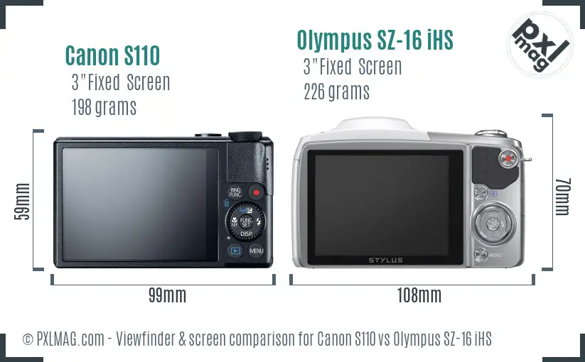Canon S110 vs Olympus SZ-16 iHS Screen and Viewfinder comparison Canon S110 vs Olympus SZ-16 iHS Screen and Viewfinder comparison