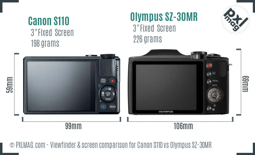 Canon S110 vs Olympus SZ-30MR Screen and Viewfinder comparison Canon S110 vs Olympus SZ-30MR Screen and Viewfinder comparison