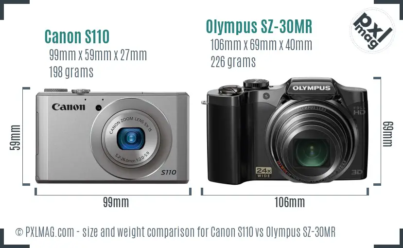 Canon S110 vs Olympus SZ-30MR size comparison Canon S110 vs Olympus SZ-30MR size comparison