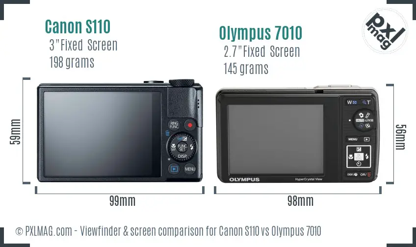 Canon S110 vs Olympus 7010 Screen and Viewfinder comparison