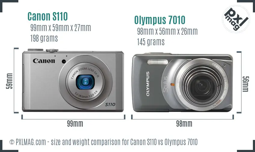 Canon S110 vs Olympus 7010 size comparison