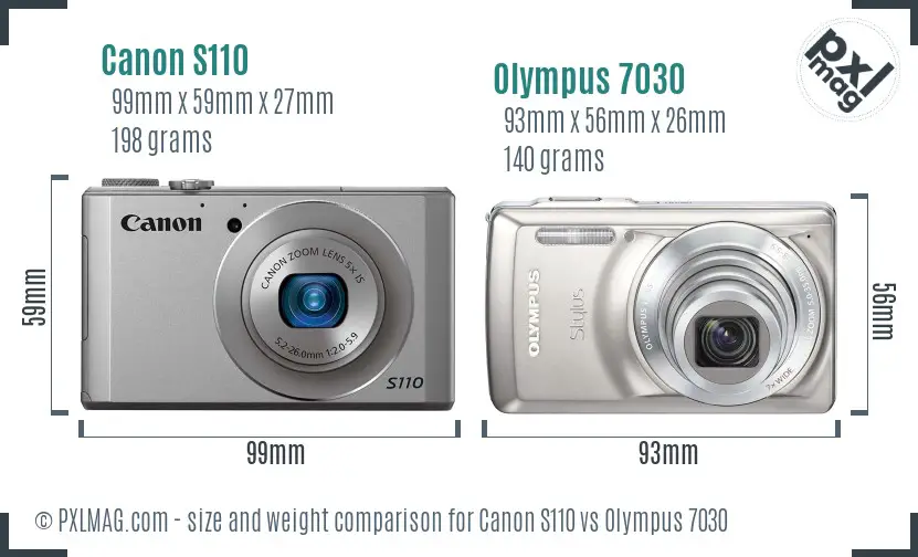 Canon S110 vs Olympus 7030 size comparison Canon S110 vs Olympus 7030 size comparison