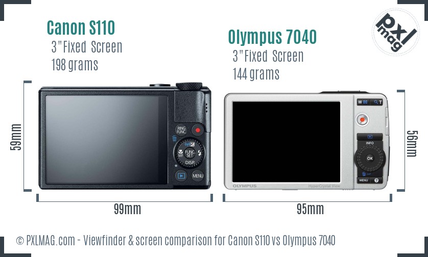 Canon S110 vs Olympus 7040 Screen and Viewfinder comparison
