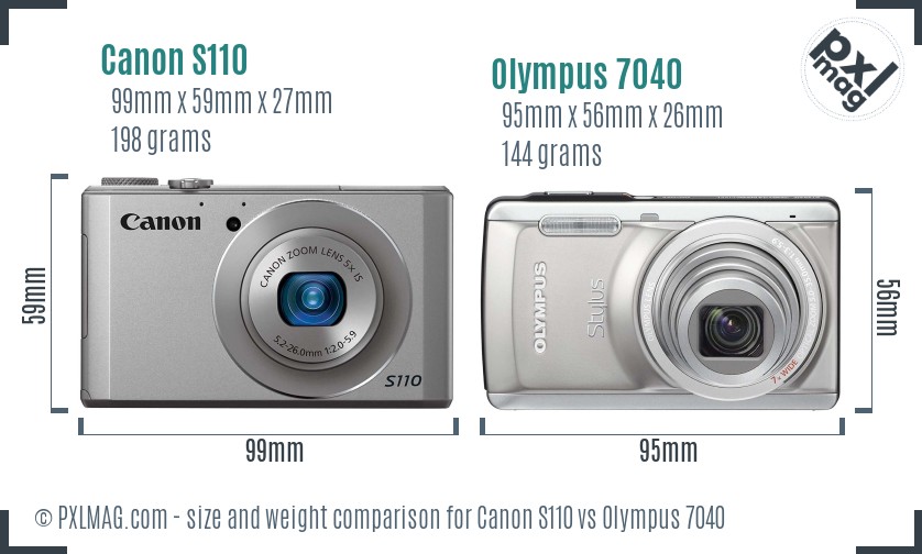 Canon S110 vs Olympus 7040 size comparison Canon S110 vs Olympus 7040 size comparison