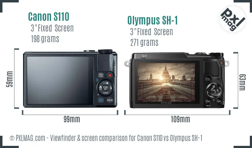 Canon S110 vs Olympus SH-1 Screen and Viewfinder comparison