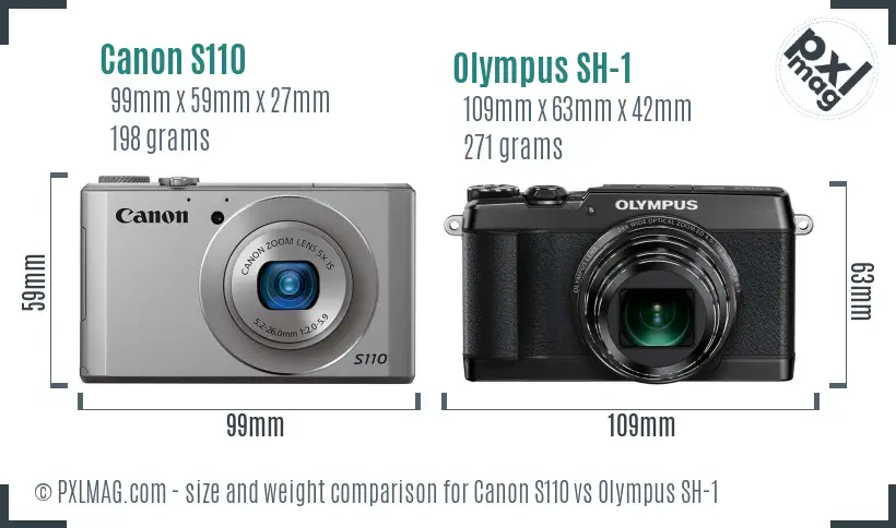 Canon S110 vs Olympus SH-1 size comparison