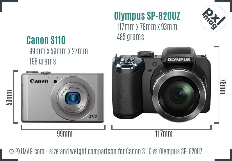 Canon S110 vs Olympus SP-820UZ size comparison