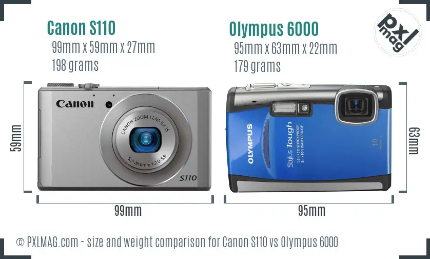 Canon S110 vs Olympus 6000 size comparison