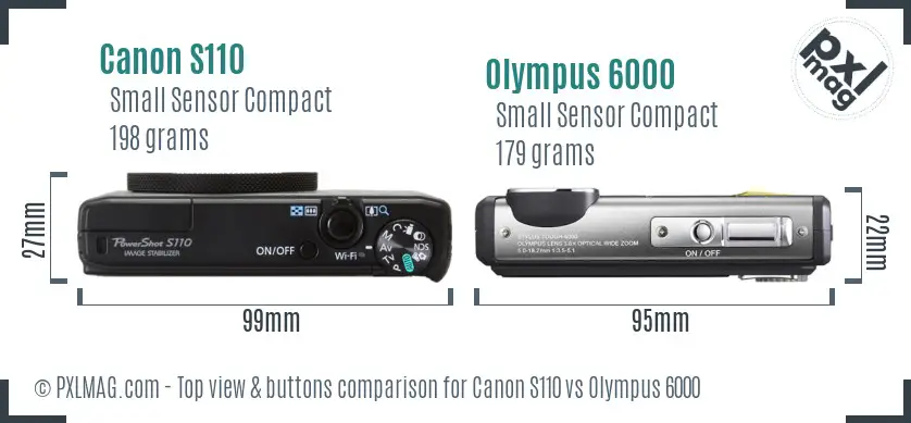 Canon S110 vs Olympus 6000 top view buttons comparison