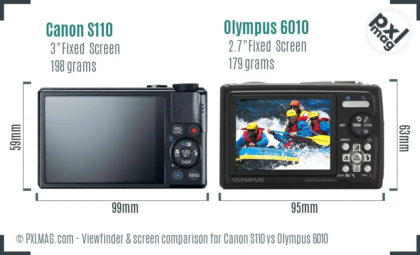 Canon S110 vs Olympus 6010 Screen and Viewfinder comparison