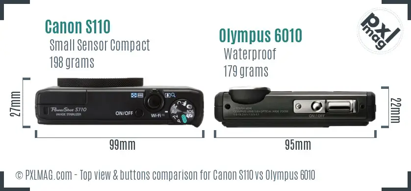 Canon S110 vs Olympus 6010 top view buttons comparison