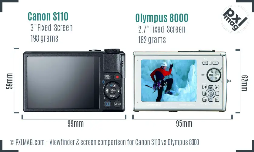 Canon S110 vs Olympus 8000 Screen and Viewfinder comparison
